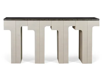 DOMOOS - Rectangular oak and marble console table by JOSÉ LEITE DE CASTRO - view 2